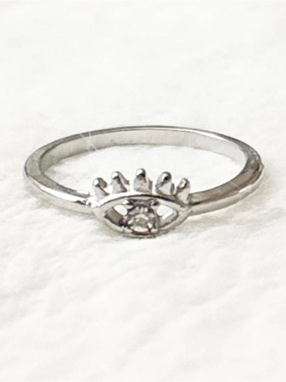 5/$15 🩷 MUST BUNDLE Silver Evil Eye Ring with Clear Crystal Accent